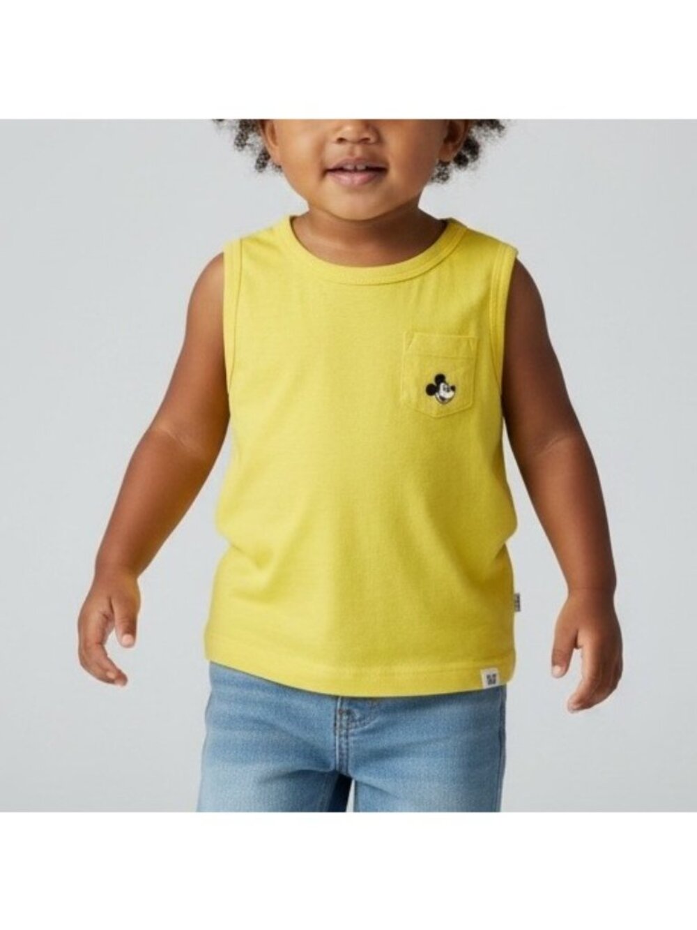 Baby Gap Disney Mickey Mouse Tank Top Yellow Pocket Tee 3-6 Months